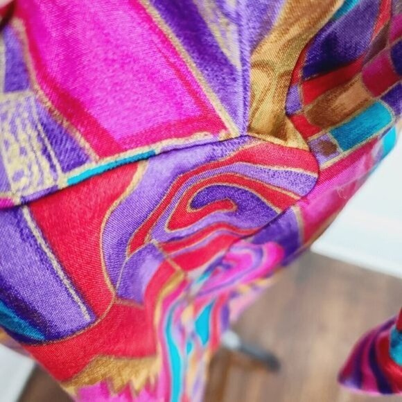 Vintage 90s Colorful Artsy Blazer / Eclectic Funky Neon Pink Red - Picture 6 of 12